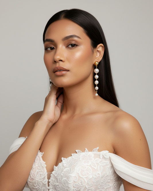 Bleeding Heart Long Dangle Pearls | Freshwater Pearl Jewelry