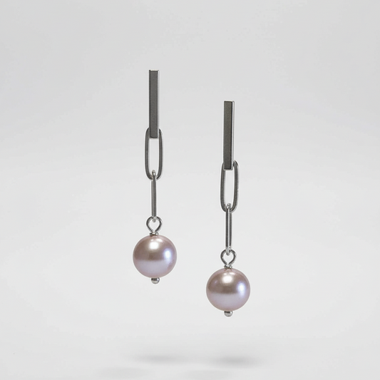 Bougainvillea Dangles- Freshwater pearl Dangling Earrings