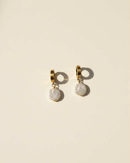 Luna Magnolia| Baroque Pearl Hoop Earrings