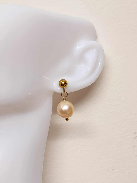 Bluebell Bliss Pink Pearl Gold Earrings