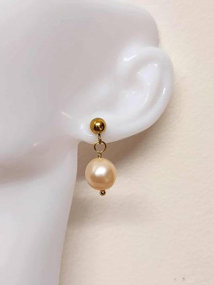 Bluebell Bliss Pink Pearl Gold Earrings