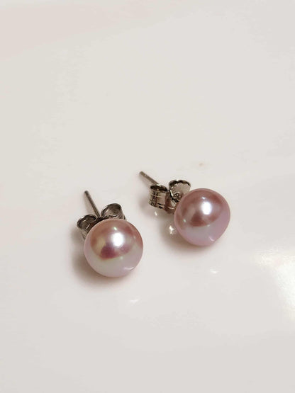 Lavender Pearl Silver Earring Studs  | Freshwater Pearl Studs
