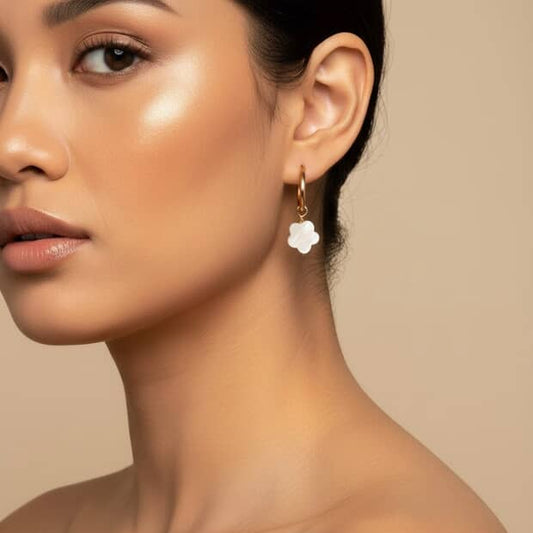 Azelea Lilac Clover Pearl Earrings